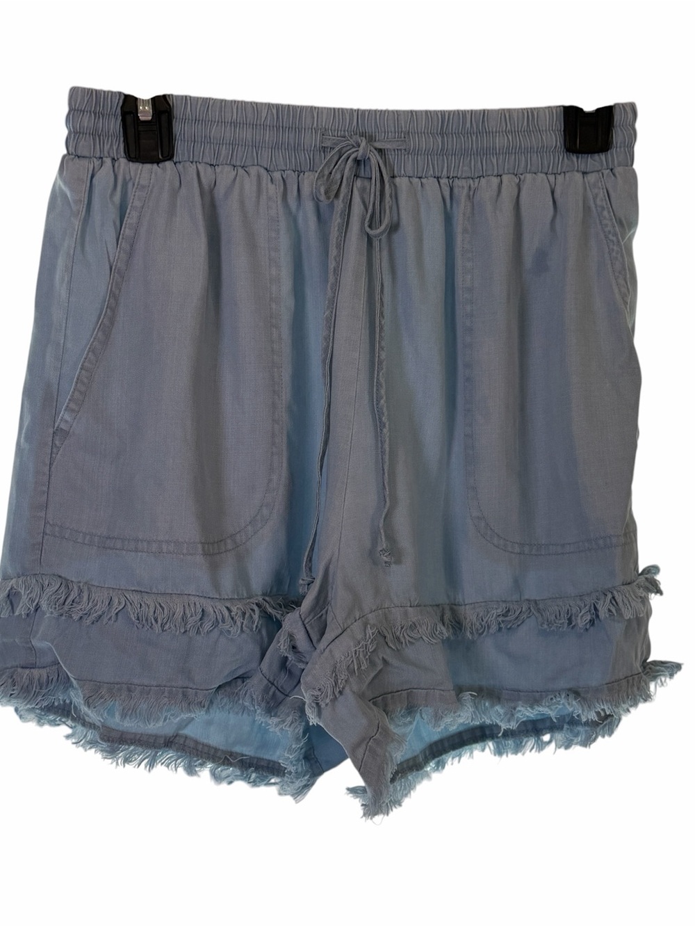 Light Blue Women’s Frayed Hem Drawstring Shorts Easel Medium BNWT